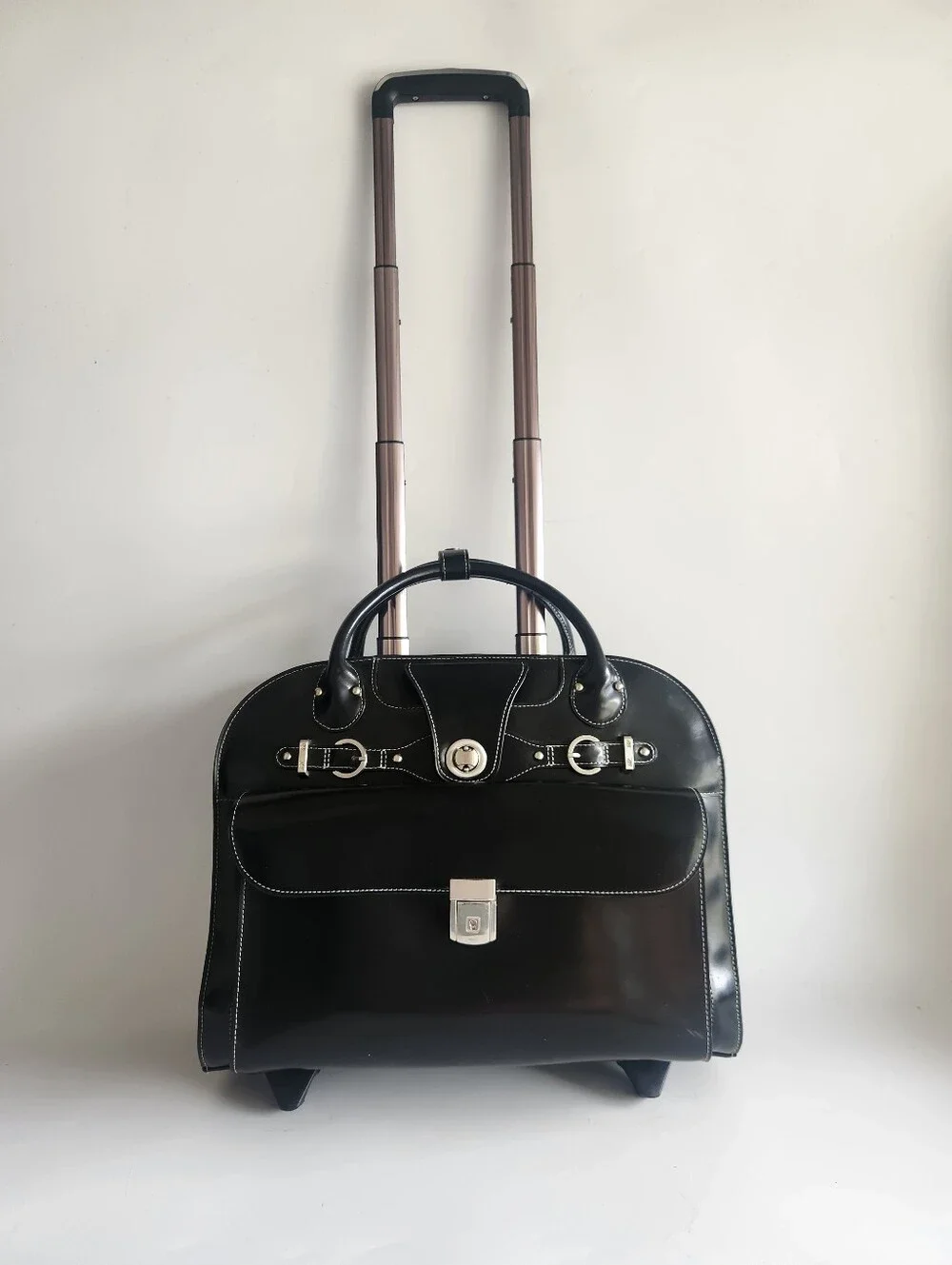 McKlein Edgebrook Leather Rolling Laptop Briefcase Wheeled Bag Business Travel